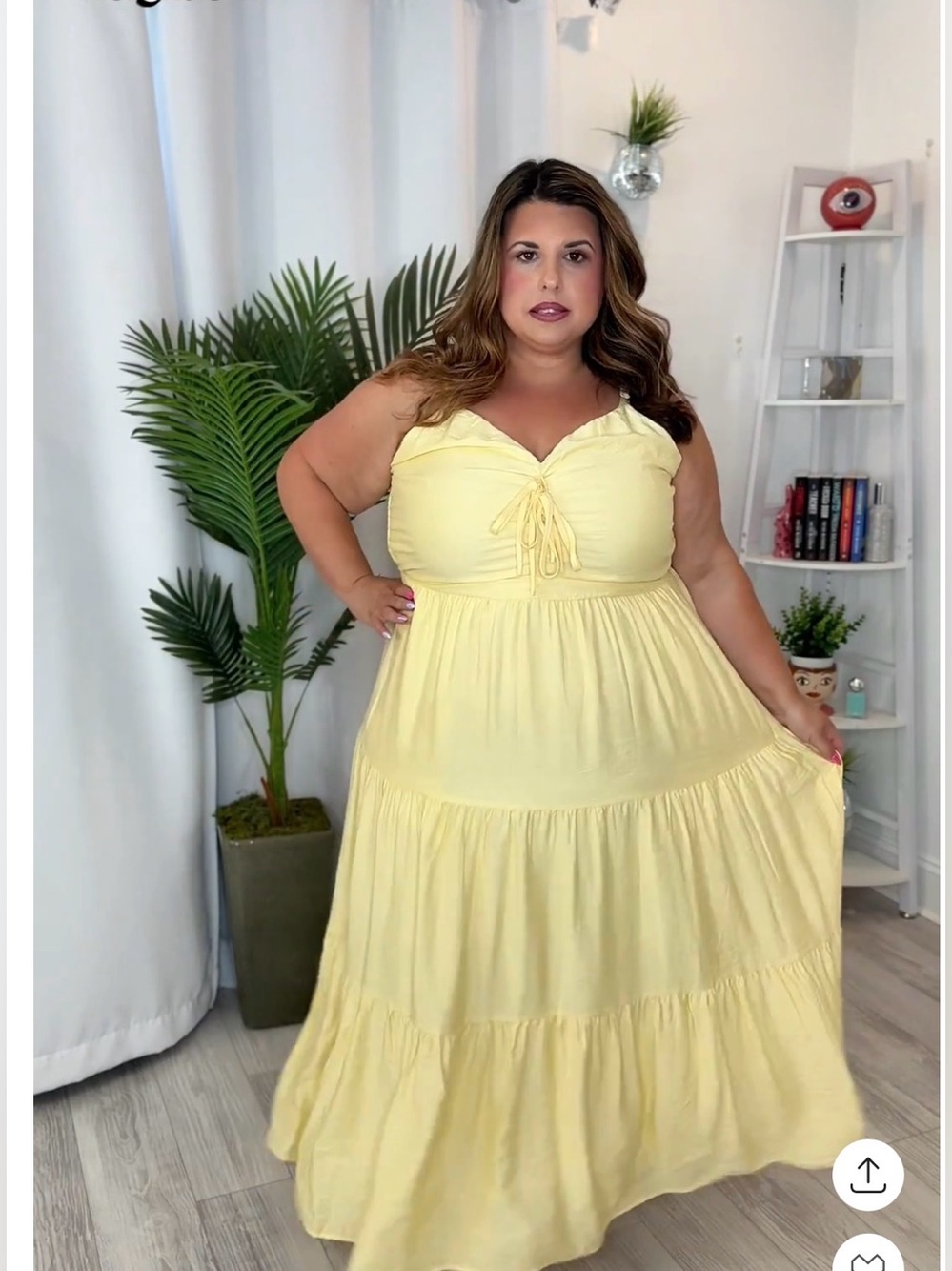 Plus Sunny Yellow Tie-Front Tiered Maxi Sundress